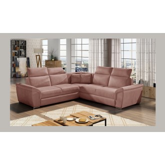 Canapé d'angle FREDERICO Rose avec têtières réglables 266x266cm 