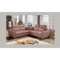 Canapé d'angle FREDERICO Rose avec têtières réglables 266x266cm 