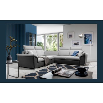 Canapé d'angle FREDERICO Gris 5 places avec coffre 266x266cm 