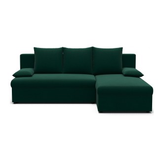 Canapé d'angle Vert foncé 3 places angle universel 206x90x146cm GINA 