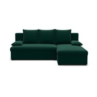 Canapé d'angle Vert foncé 3 places angle universel 206x90x146cm GINA 