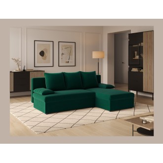 Canapé d'angle Vert foncé 3 places angle universel 206x90x146cm GINA 