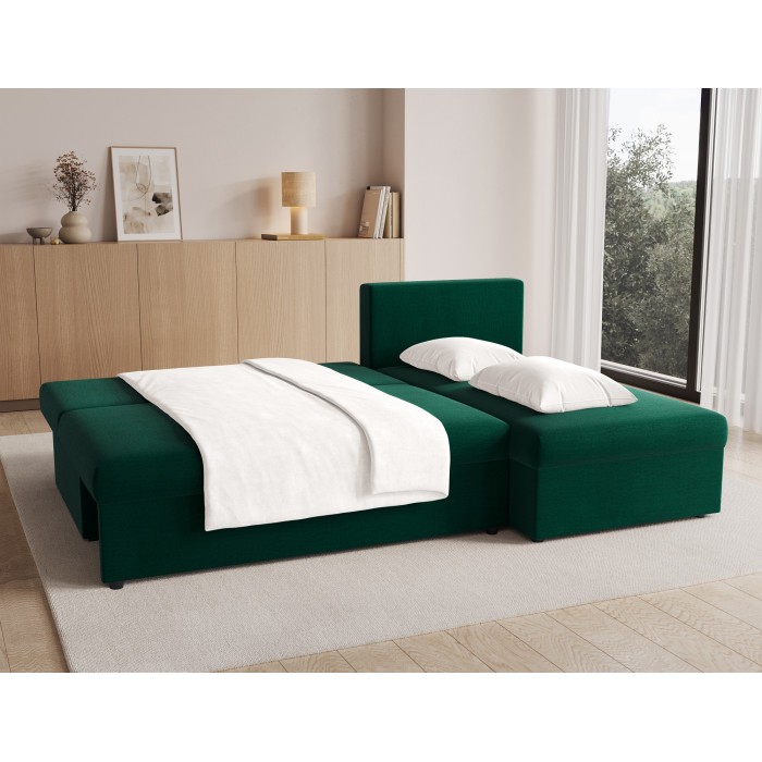 Canapé d'angle Vert foncé 3 places angle universel 206x90x146cm GINA 
