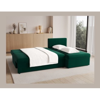 Canapé d'angle Vert foncé 3 places angle universel 206x90x146cm GINA 
