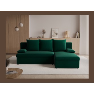 Canapé d'angle Vert foncé 3 places angle universel 206x90x146cm GINA 