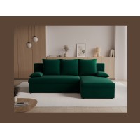 Canapé d'angle Vert foncé 3 places angle universel 206x90x146cm GINA 
