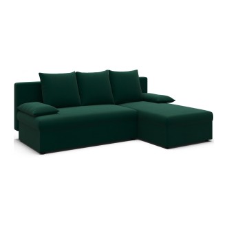 Canapé d'angle Vert foncé 3 places angle universel 206x90x146cm GINA 