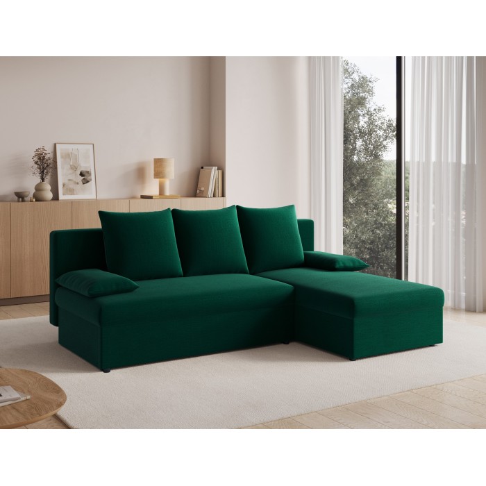 Canapé d'angle Vert foncé 3 places angle universel 206x90x146cm GINA 