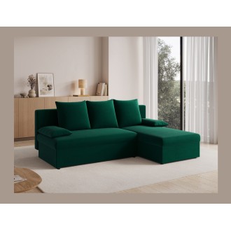 Canapé d'angle Vert foncé 3 places angle universel 206x90x146cm GINA 