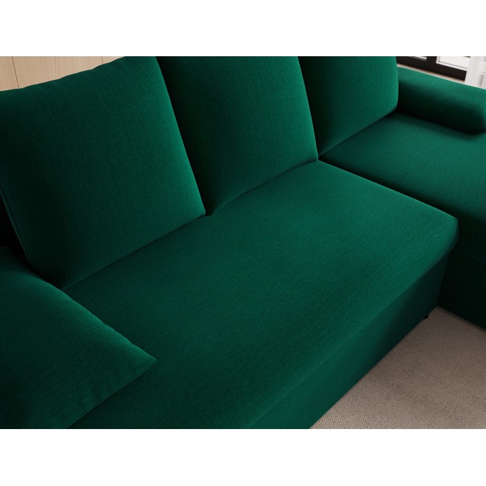 Canapé d'angle Vert foncé 3 places angle universel 206x90x146cm GINA 