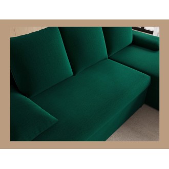 Canapé d'angle Vert foncé 3 places angle universel 206x90x146cm GINA 