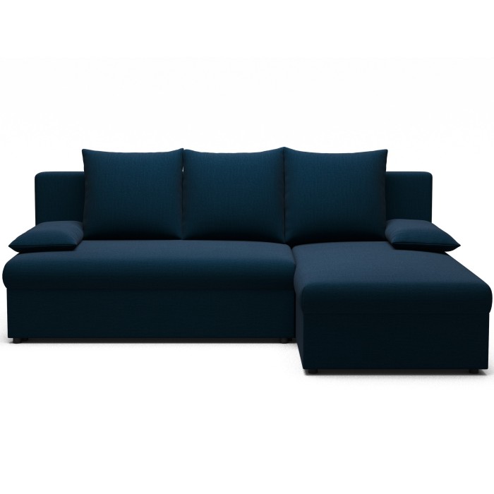 Canapé d'angle Bleu nuit 3 places compact avec coffre 206x90x146cm GINA 