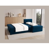 Canapé d'angle Bleu nuit 3 places compact avec coffre 206x90x146cm GINA 