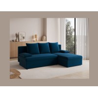 Canapé d'angle Bleu nuit 3 places compact avec coffre 206x90x146cm GINA 