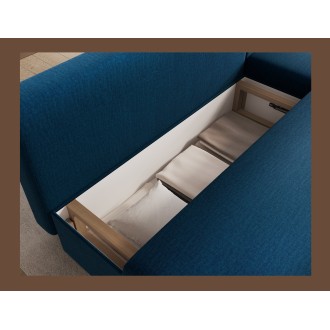 Canapé d'angle Bleu nuit 3 places compact avec coffre 206x90x146cm GINA 