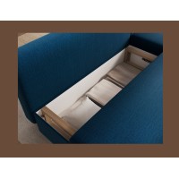 Canapé d'angle Bleu nuit 3 places compact avec coffre 206x90x146cm GINA 