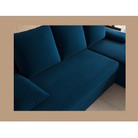 Canapé d'angle Bleu nuit 3 places compact avec coffre 206x90x146cm GINA 