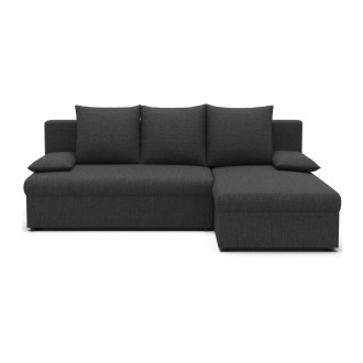 Canapé d'angle Gris foncé 3 places couchage 124x201cm 206x90x146cm GINA 