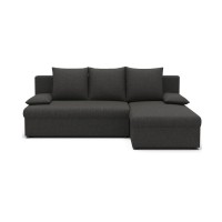 Canapé d'angle Gris foncé 3 places couchage 124x201cm 206x90x146cm GINA 