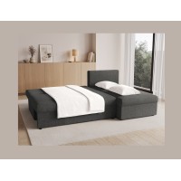 Canapé d'angle Gris foncé 3 places couchage 124x201cm 206x90x146cm GINA 