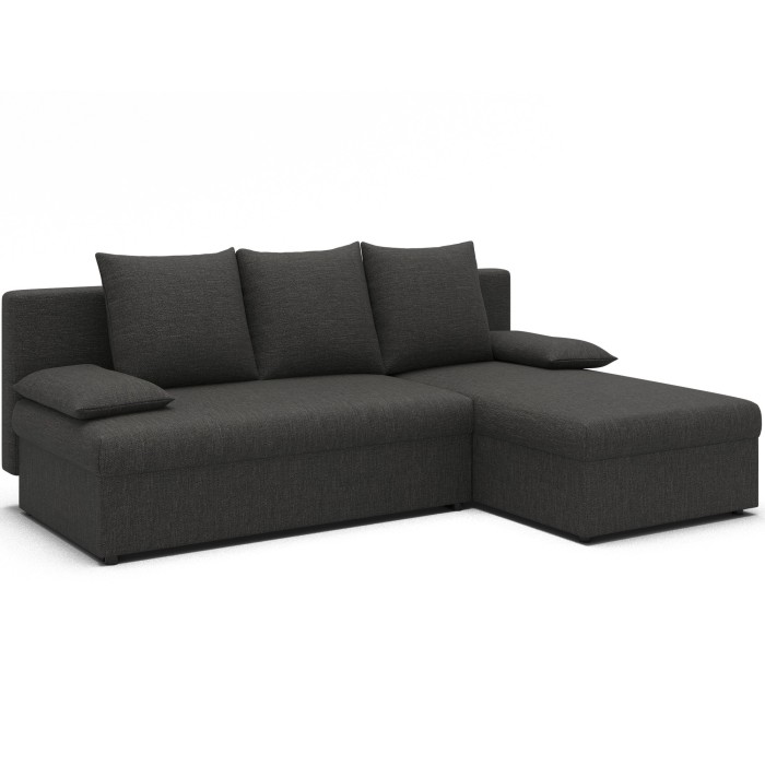 Canapé d'angle Gris foncé 3 places couchage 124x201cm 206x90x146cm GINA 