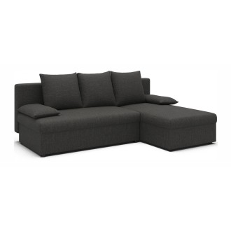 Canapé d'angle Gris foncé 3 places couchage 124x201cm 206x90x146cm GINA 