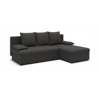 Canapé d'angle Gris foncé 3 places couchage 124x201cm 206x90x146cm GINA 