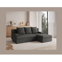 Canapé d'angle Gris foncé 3 places couchage 124x201cm 206x90x146cm GINA 