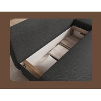 Canapé d'angle Gris foncé 3 places couchage 124x201cm 206x90x146cm GINA 