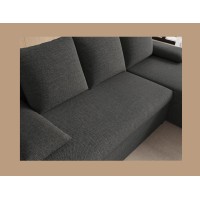 Canapé d'angle Gris foncé 3 places couchage 124x201cm 206x90x146cm GINA 