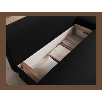 Canapé d'angle Noir 3 places méridienne universelle 206x90x146cm GINA 