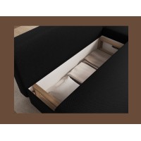 Canapé d'angle Noir 3 places méridienne universelle 206x90x146cm GINA 