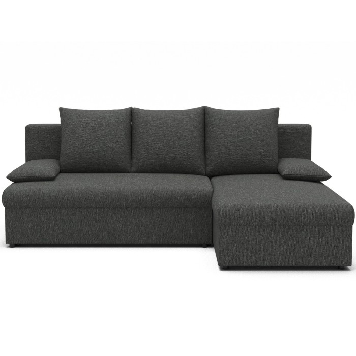 Canapé d'angle Gris foncé 3 places assise profonde 206x90x146cm GINA 