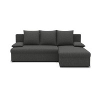 Canapé d'angle Gris foncé 3 places assise profonde 206x90x146cm GINA 