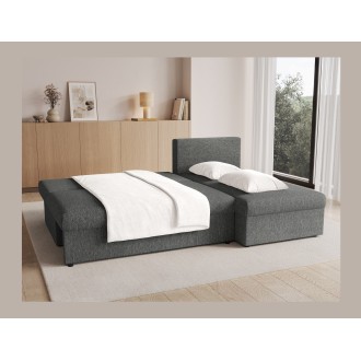 Canapé d'angle Gris foncé 3 places assise profonde 206x90x146cm GINA 