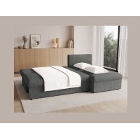 Canapé d'angle Gris foncé 3 places assise profonde 206x90x146cm GINA 