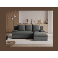 Canapé d'angle Gris foncé 3 places assise profonde 206x90x146cm GINA 