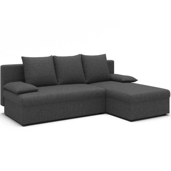 Canapé d'angle Gris foncé 3 places assise profonde 206x90x146cm GINA 