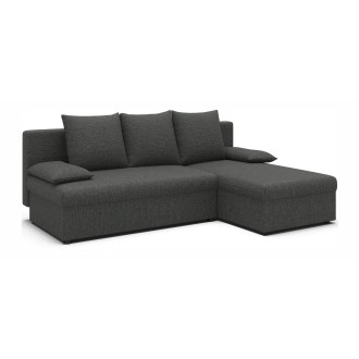Canapé d'angle Gris foncé 3 places assise profonde 206x90x146cm GINA 