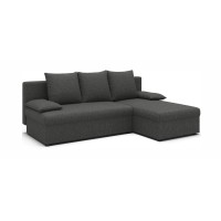 Canapé d'angle Gris foncé 3 places assise profonde 206x90x146cm GINA 