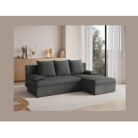 Canapé d'angle Gris foncé 3 places assise profonde 206x90x146cm GINA 