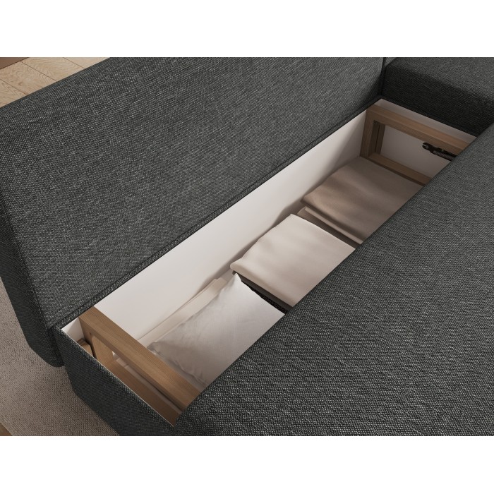 Canapé d'angle Gris foncé 3 places assise profonde 206x90x146cm GINA 