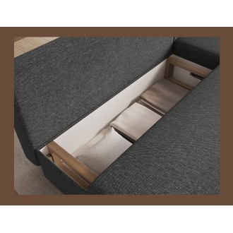 Canapé d'angle Gris foncé 3 places assise profonde 206x90x146cm GINA 