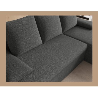 Canapé d'angle Gris foncé 3 places assise profonde 206x90x146cm GINA 