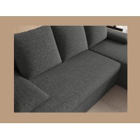Canapé d'angle Gris foncé 3 places assise profonde 206x90x146cm GINA 