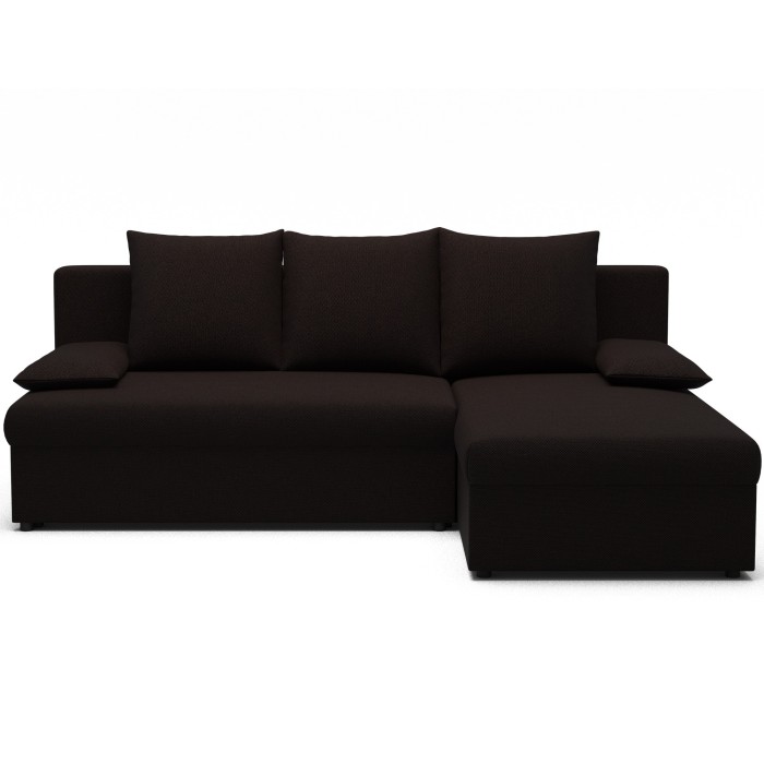 Canapé d'angle Marron foncé 3 places convertible avec rangement 206x90x146cm GINA 