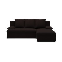 Canapé d'angle Marron foncé 3 places convertible avec rangement 206x90x146cm GINA 