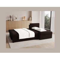 Canapé d'angle Marron foncé 3 places convertible avec rangement 206x90x146cm GINA 