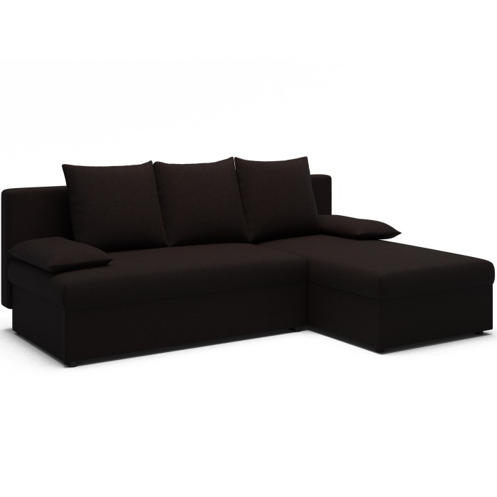 Canapé d'angle Marron foncé 3 places convertible avec rangement 206x90x146cm GINA 