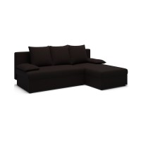Canapé d'angle Marron foncé 3 places convertible avec rangement 206x90x146cm GINA 